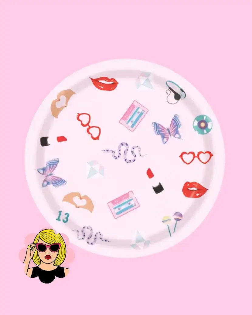 "Pink and purple In My Era party plates with Swiftie icons 10 pack Minty and Mallow"
