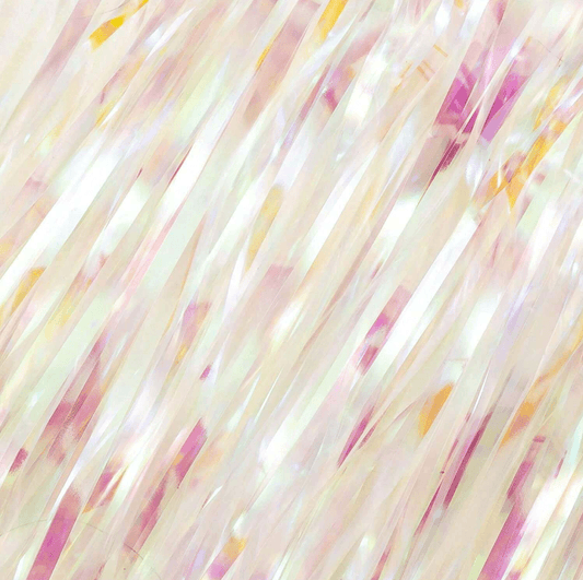 pink iridescent foil curtain backdrop