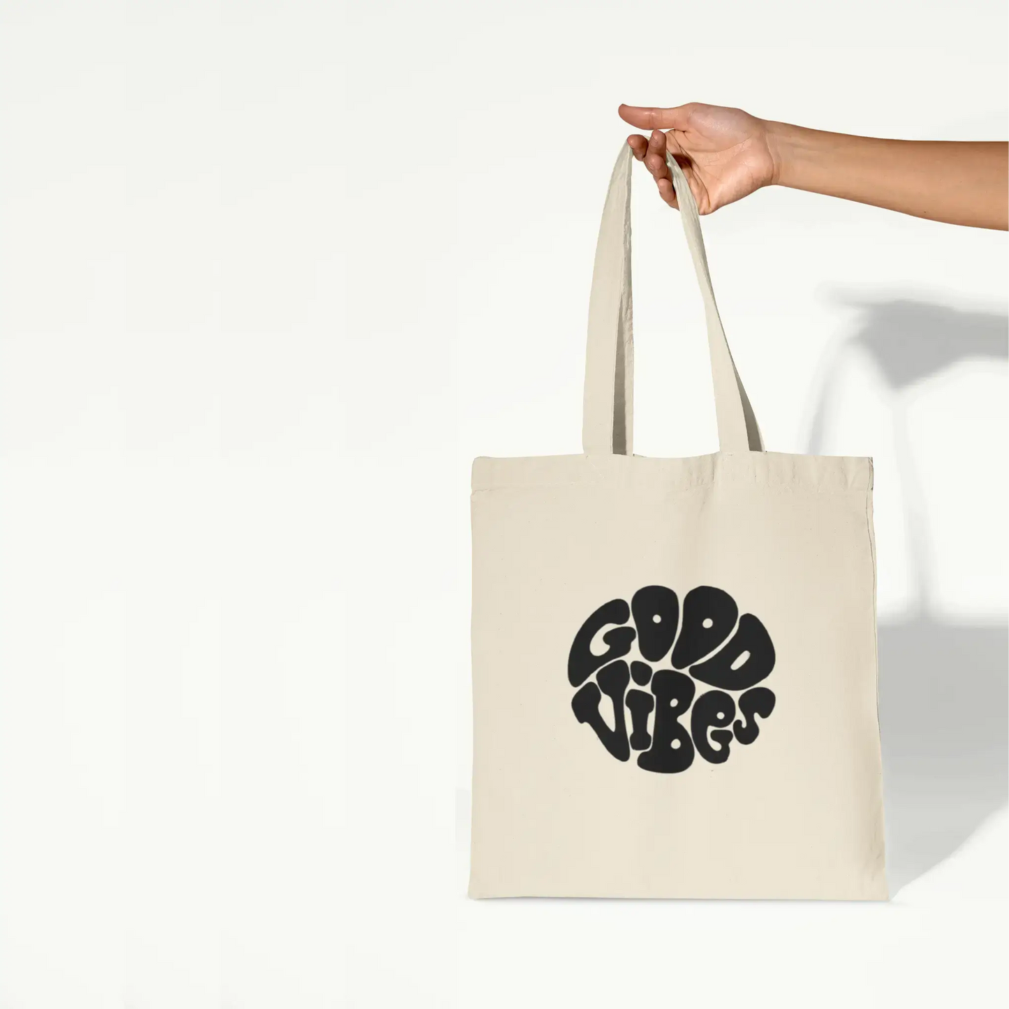 Good Vibes Canvas Tote Bag – Black Vinyl Tote
