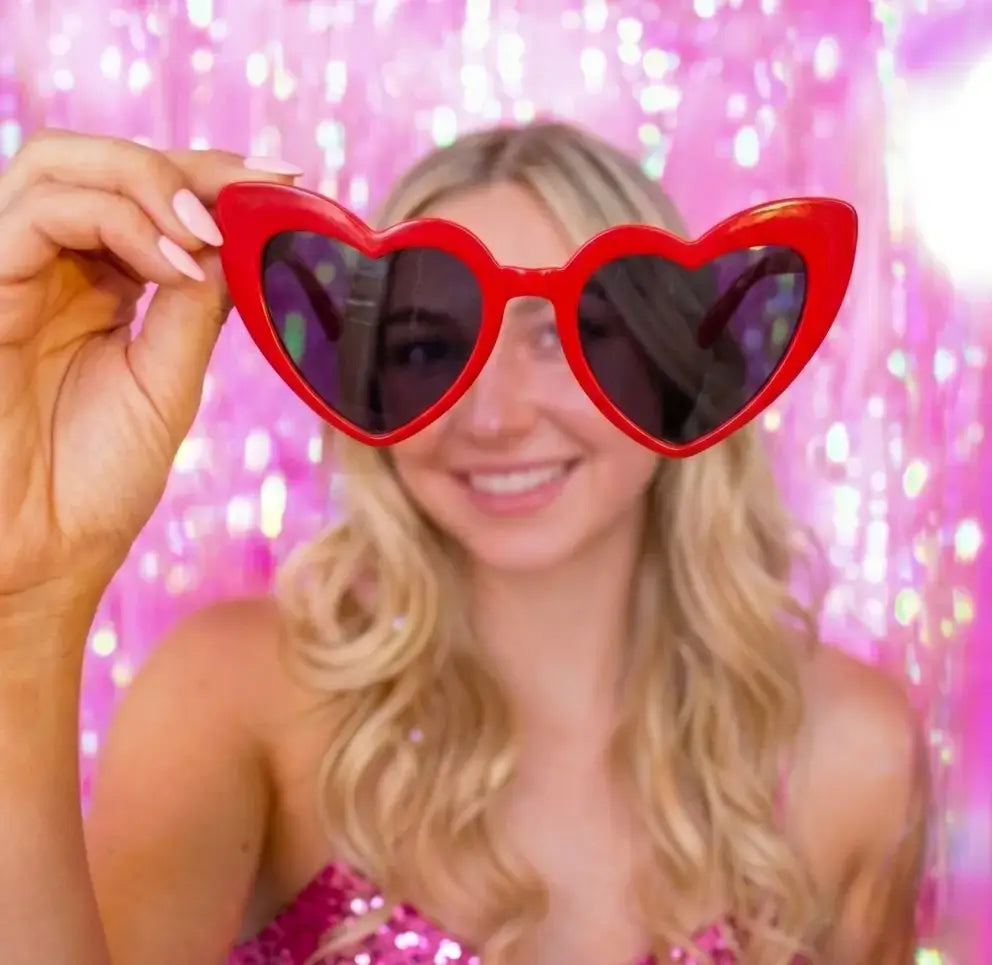 Heart Shaped Sunglasses - Red & Pink Retro Lover Era Sunnies