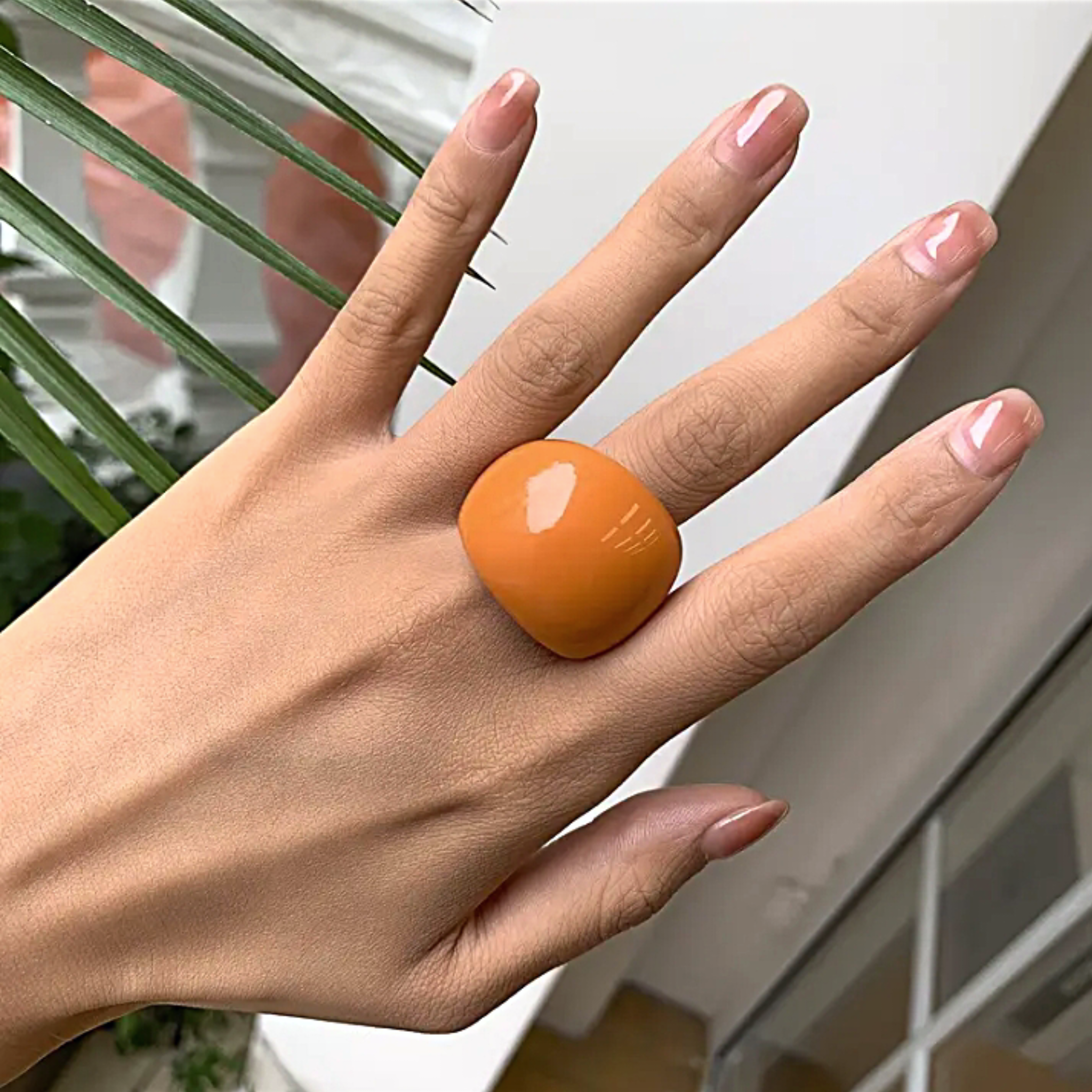 Solid Color Geometric Resin Rings