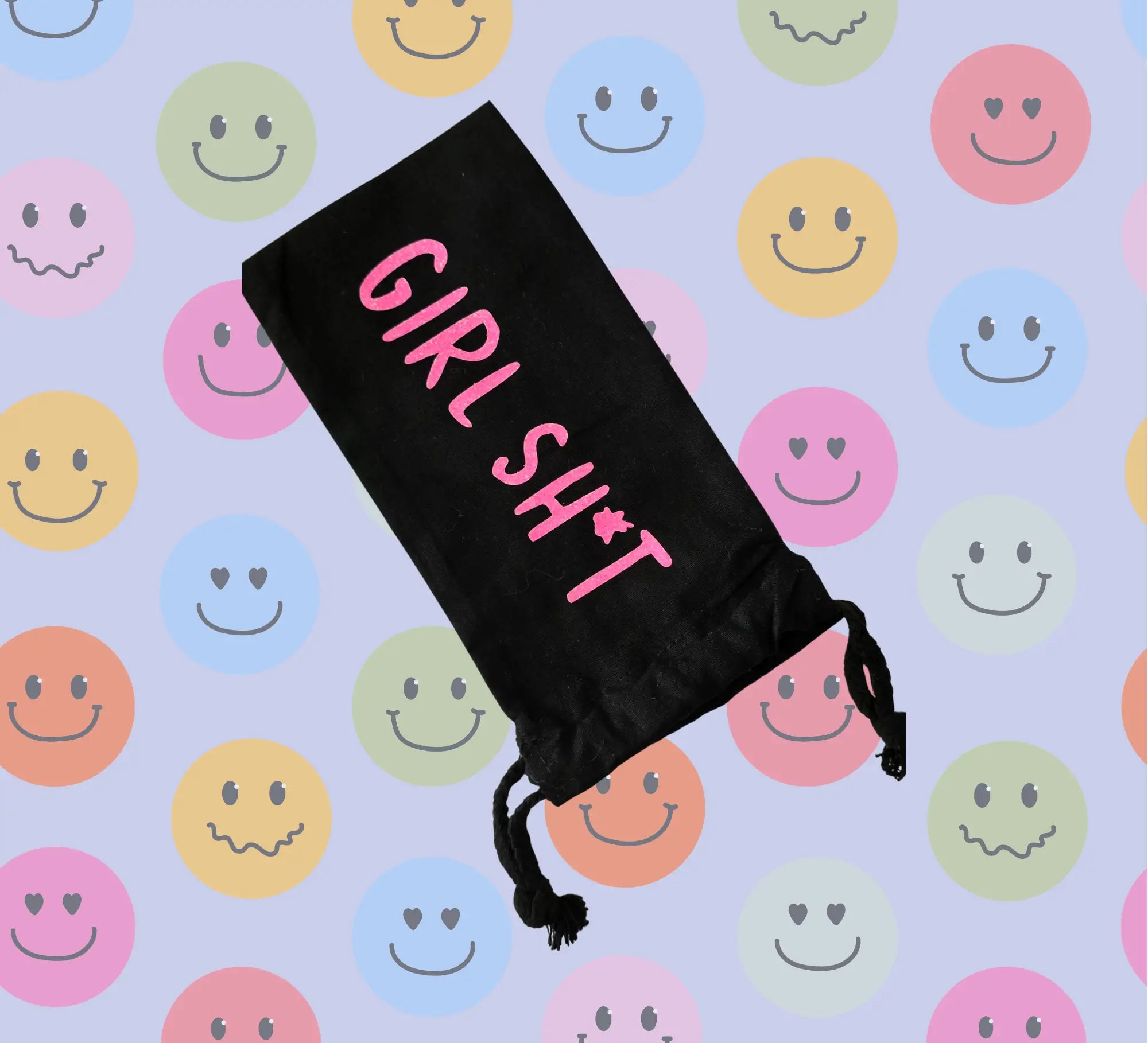 &quot;Girl Shit&quot; Drawstring Bag – Funny Essentials Pouch for Women | Period or Travel Bag
