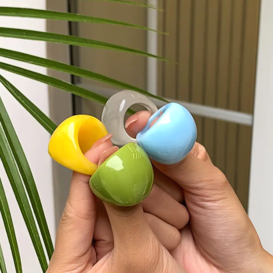 Solid Color Geometric Resin Rings