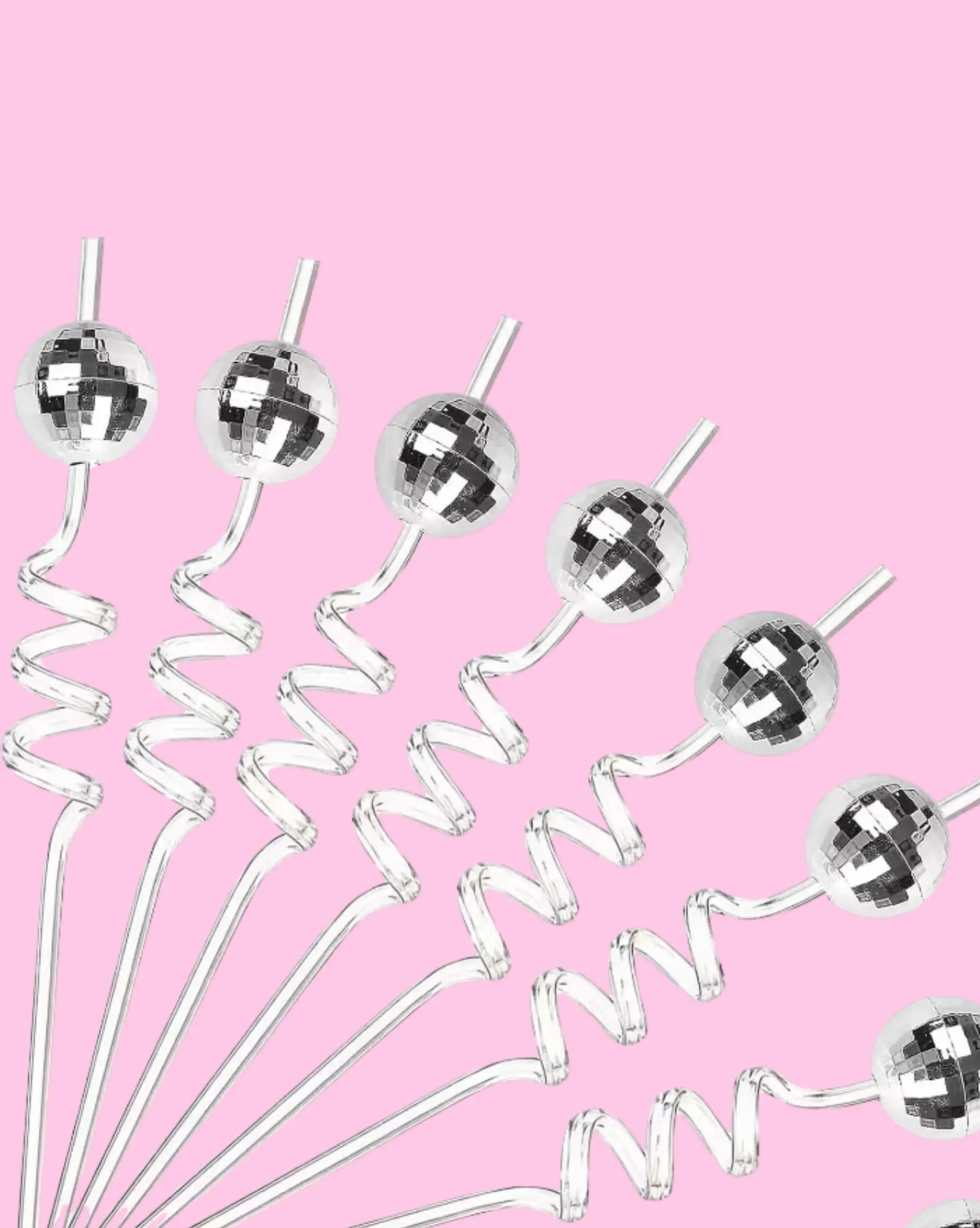 🪩Silver Disco Swirly Straws –Let's Party