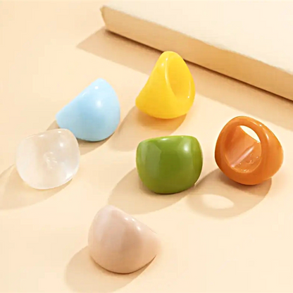 Solid Color Geometric Resin Rings