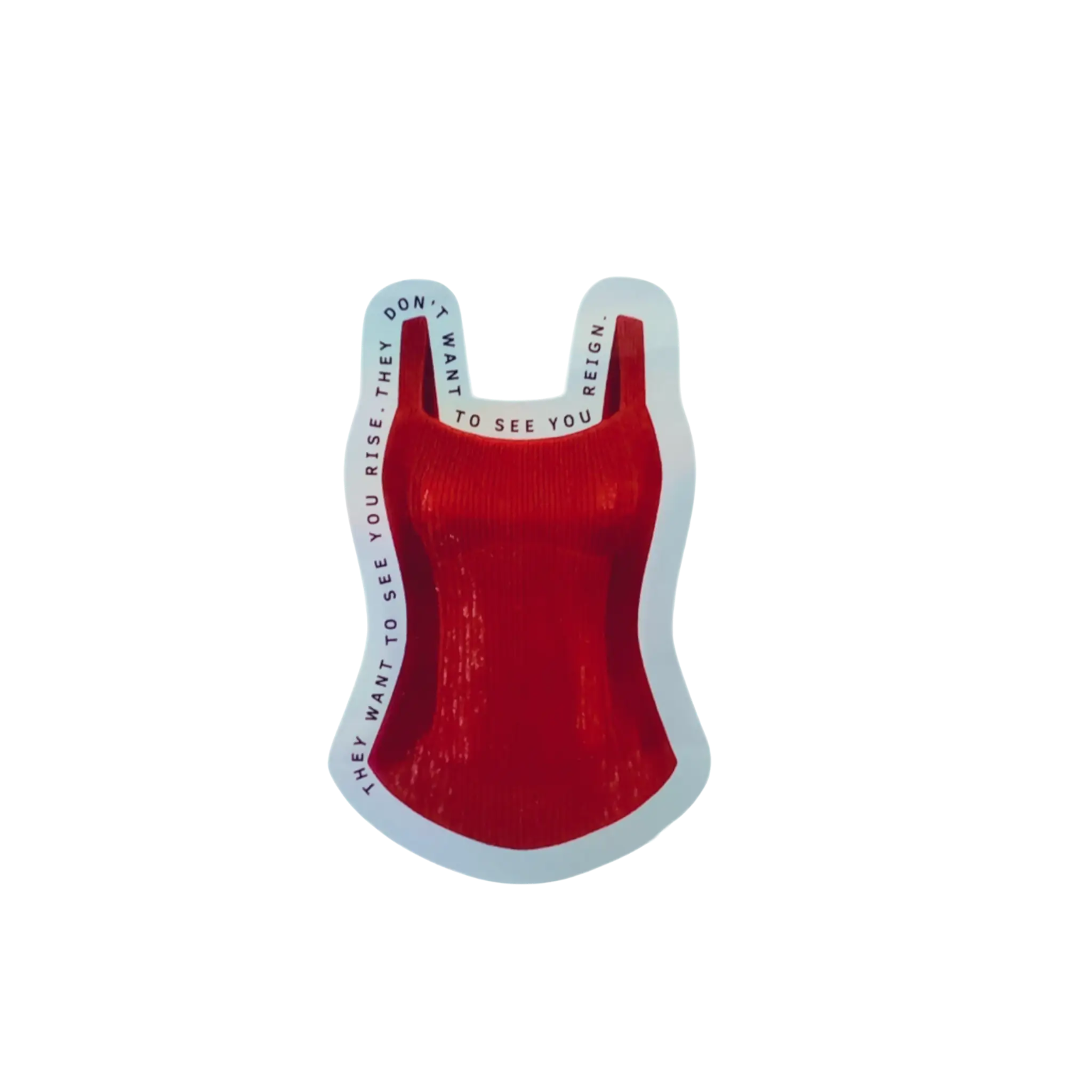 Holographic Taylor Swift Mastermind lyric sticker featuring a red bodysuit and the quote They want to see you rise they don't want to see you reign