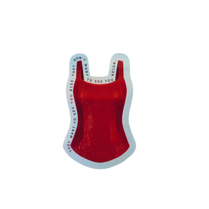 Holographic Taylor Swift Mastermind lyric sticker featuring a red bodysuit and the quote They want to see you rise they don't want to see you reign