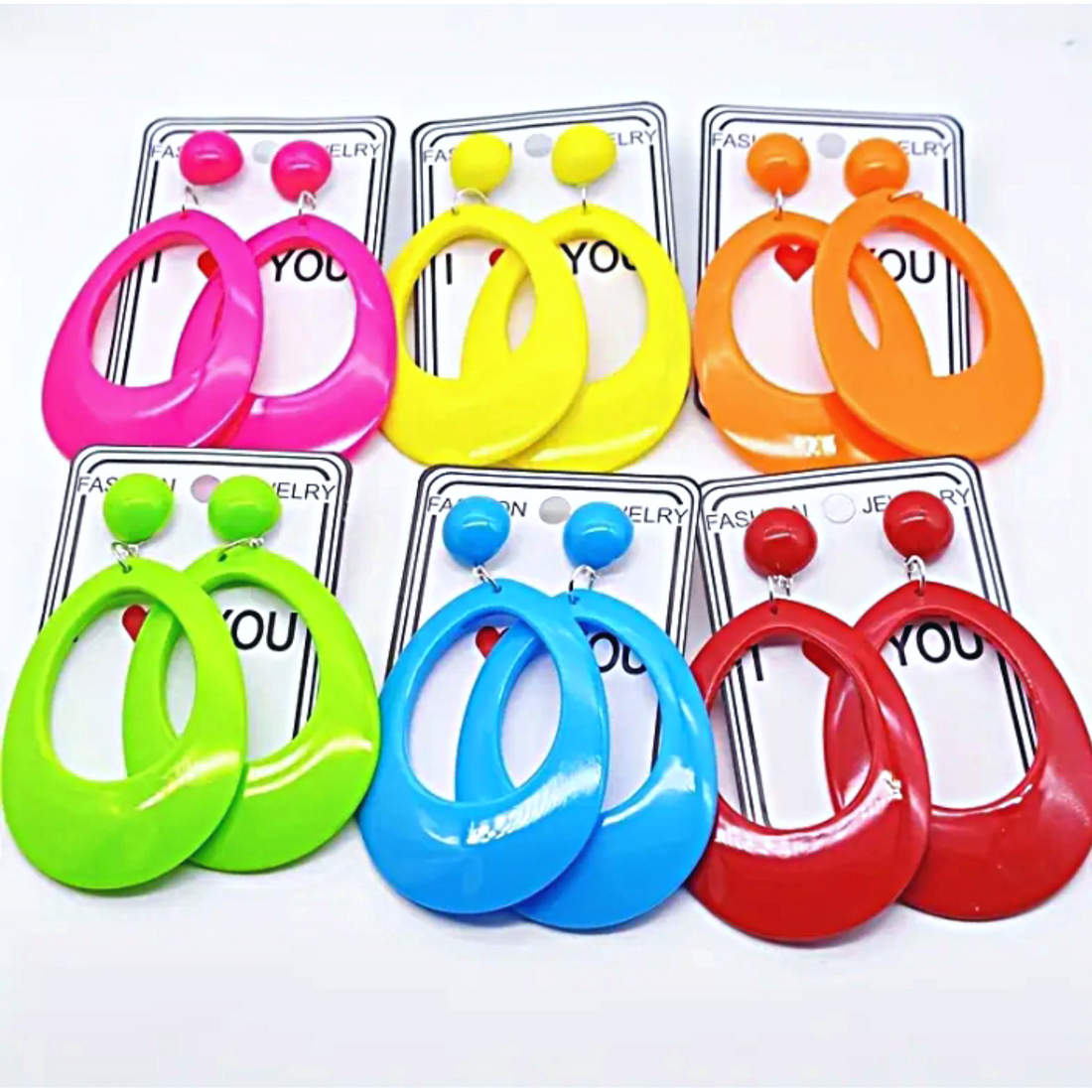 Fluorescent Hoop Earrings - Trendy Fashion Statement Jewelry