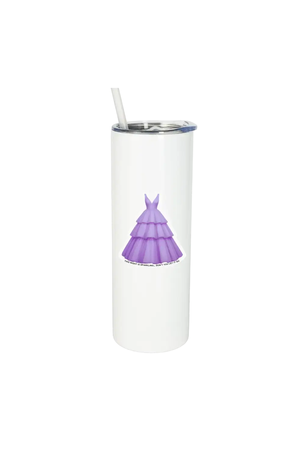 Holographic Taylor Swift sticker of the purple Enchanted ballgown dress from the Speak Now era of the Eras Tour
