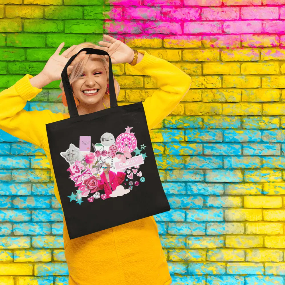Taylor Swift Black Tote Bag – Exclusive Custom Collage Design | Reusable Concert &amp; Everyday Bag