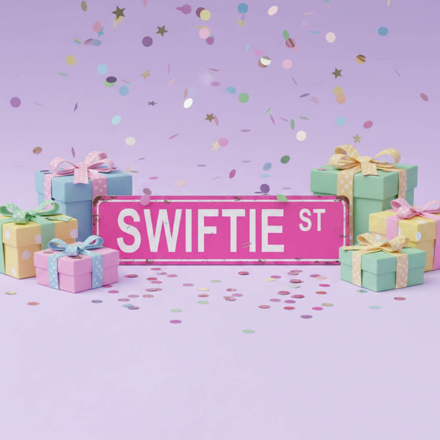 Pink metal Swiftie Street sign for aesthetic bedroom wall decor and fan gifts"
