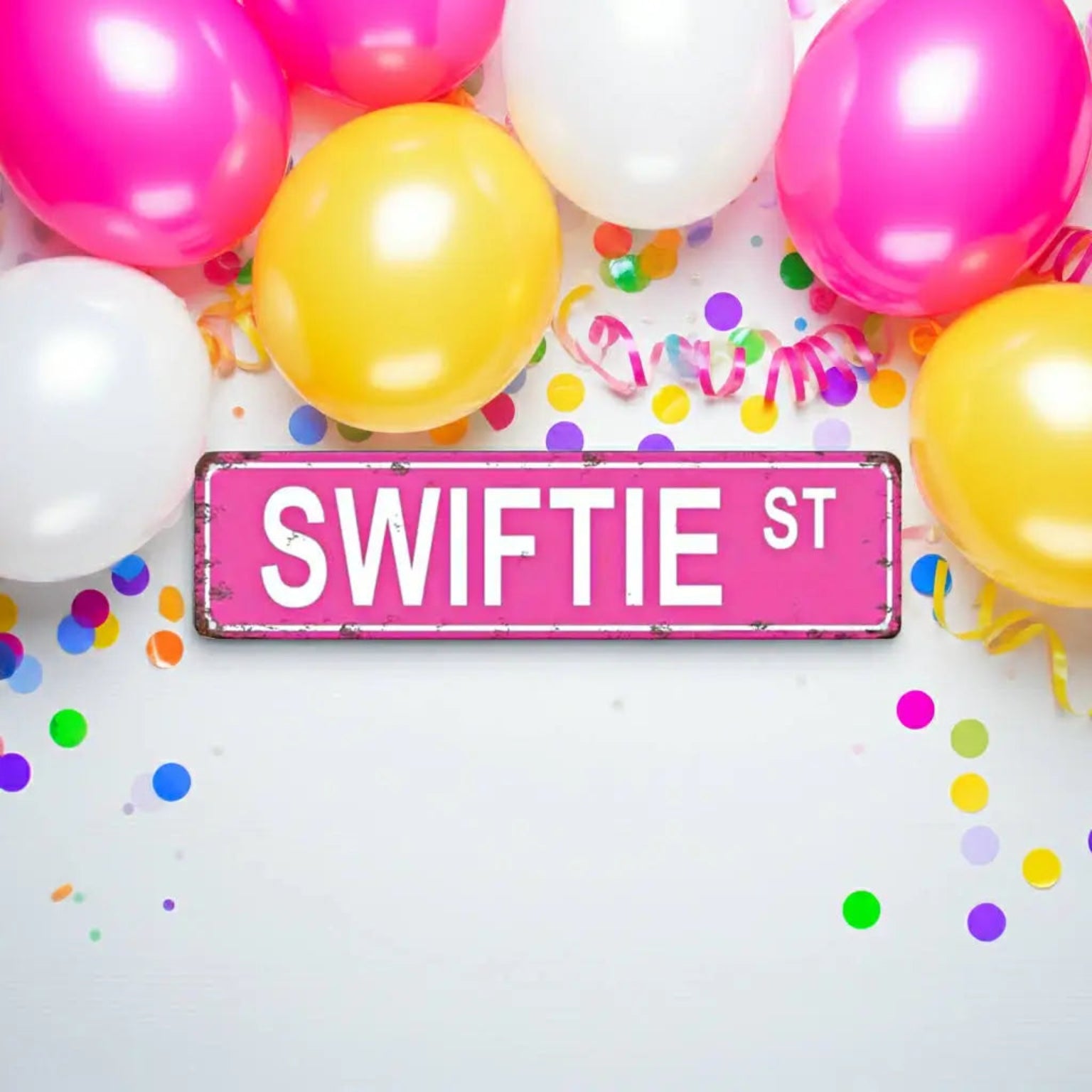 Pink metal Swiftie Street sign for aesthetic bedroom wall decor and fan gifts"