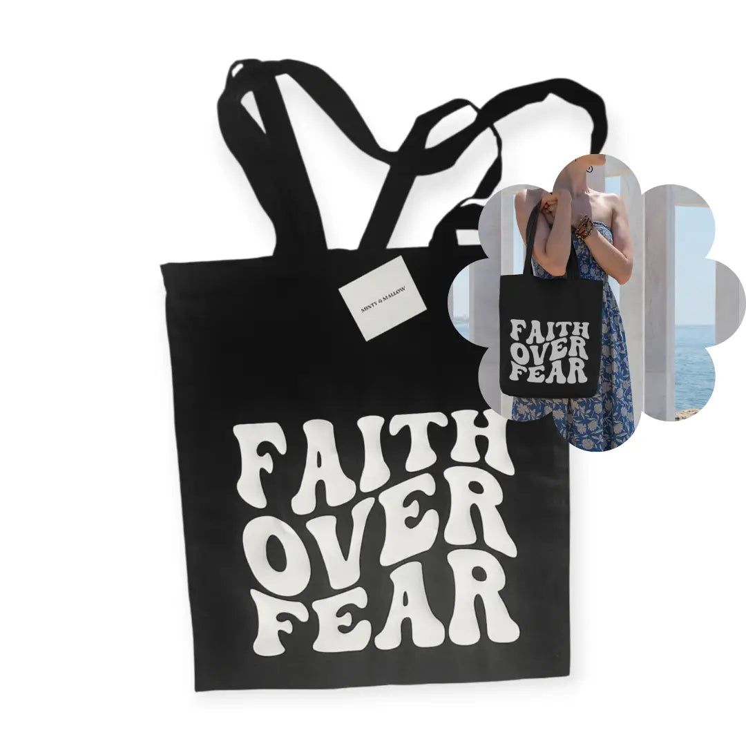✝️Faith Over Fear Tote Bag – Christian Canvas Bag | Inspirational Gift for Women