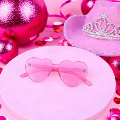 Dark pink and soft pink heart shaped sunglasses for bachelorette parties and festival fashion Minty and Mallow Australia"
